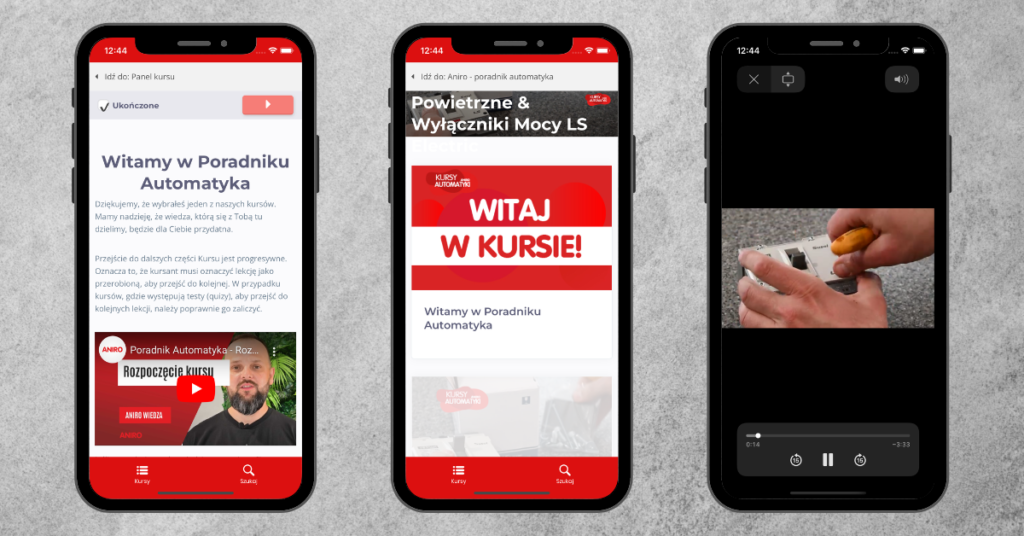 Aplikacja mobilna Poradnik Automatyka. Zachęcamy do sprawdzenia kursów na https://aniro.pl/
