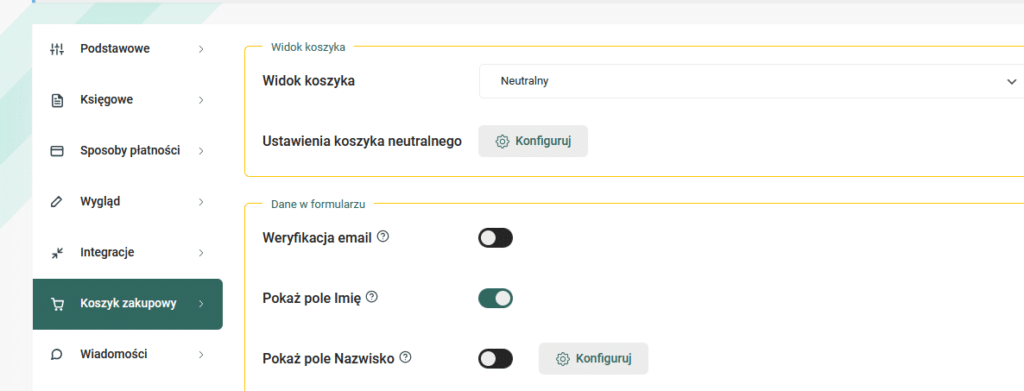 jak włączyć nowy koszyk w Publigo