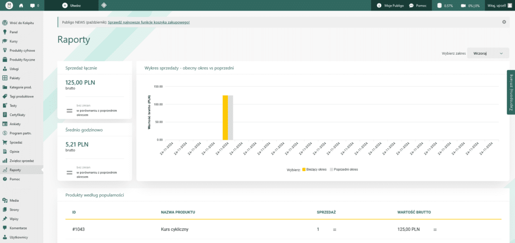 raporty sprzedażowe Publigo